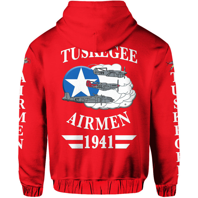 Custom Tuskegee Airmen Hoodie The Red Tails Original Style Red LT8 - Wonder Print Shop