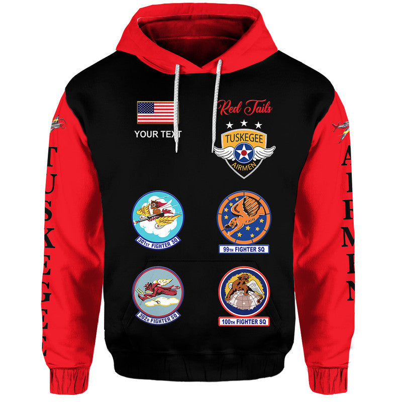 Custom Tuskegee Airmen Hoodie The Red Tails Simple Style Black Red LT8 - Wonder Print Shop