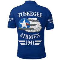 Custom Tuskegee Airmen Polo Shirt The Blue Tails Simplified Vibes Blue LT8 - Wonder Print Shop