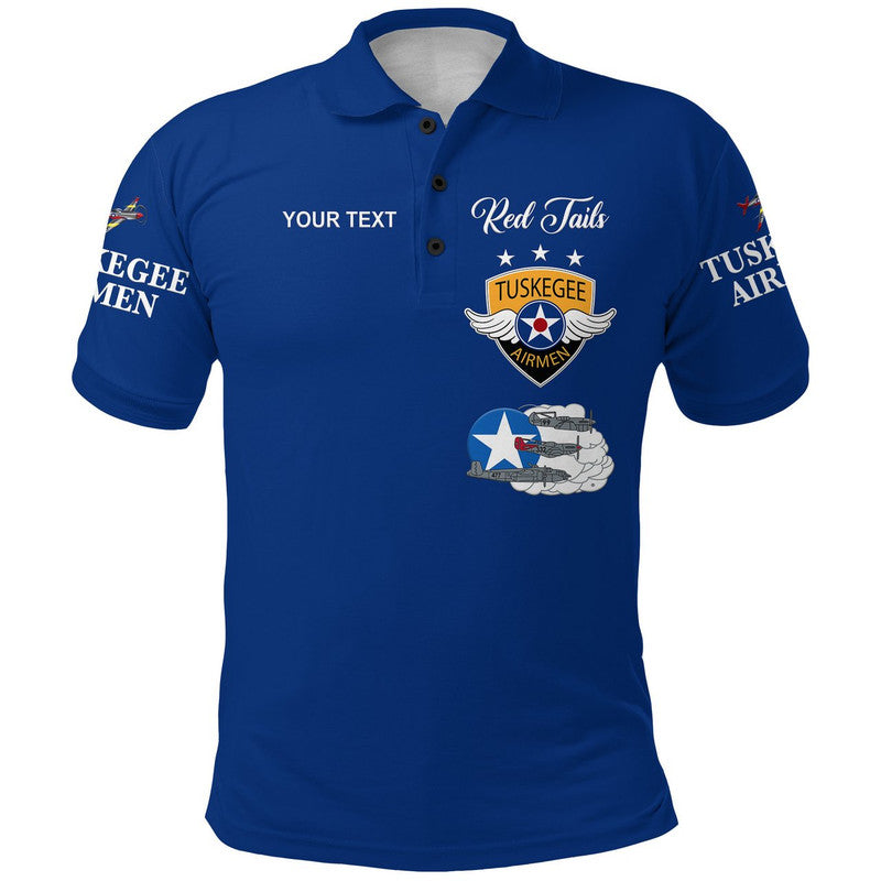 Custom Tuskegee Airmen Polo Shirt The Blue Tails Simplified Vibes Blue LT8 - Wonder Print Shop