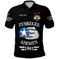 Custom Tuskegee Airmen Polo Shirt The Red Tails Original Style Black LT8 - Wonder Print Shop