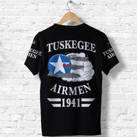 Custom Tuskegee Airmen T Shirt The Red Tails Simple Style Black LT8 - Wonder Print Shop