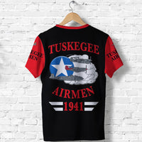Custom Tuskegee Airmen T Shirt The Red Tails Simple Style Black Red LT8 - Wonder Print Shop