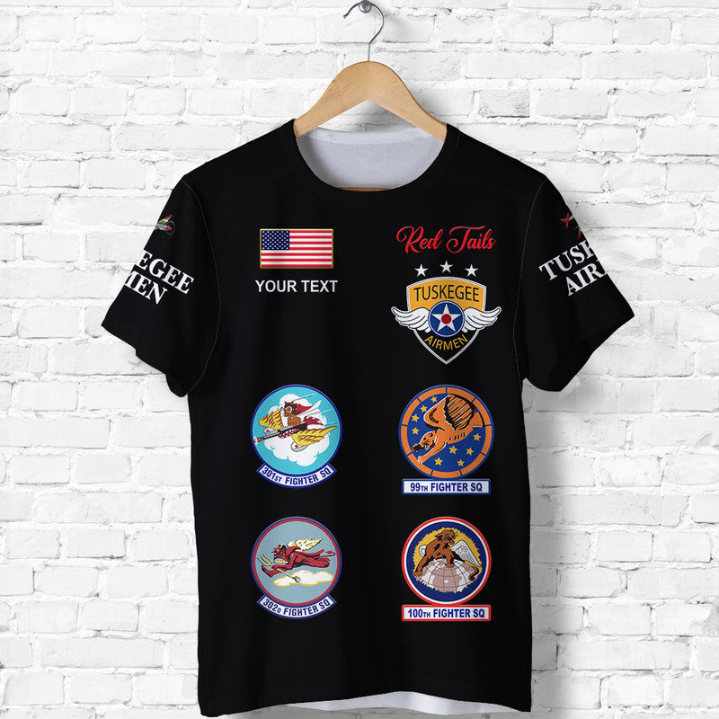 Custom Tuskegee Airmen T Shirt The Red Tails Simple Style Black LT8 - Wonder Print Shop
