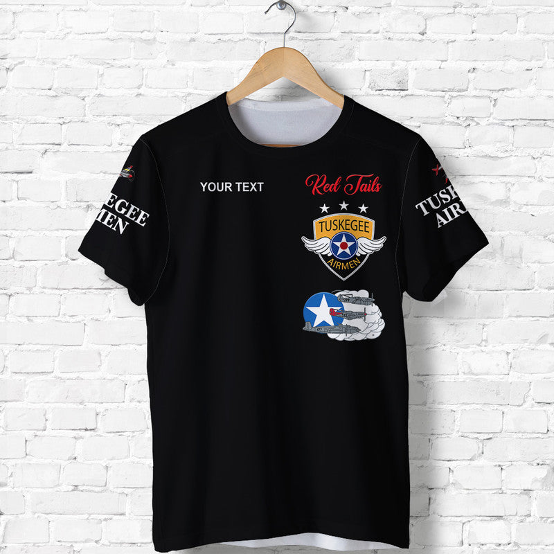 Custom Tuskegee Airmen T Shirt The Red Tails Simplified Vibes Black LT8 - Wonder Print Shop