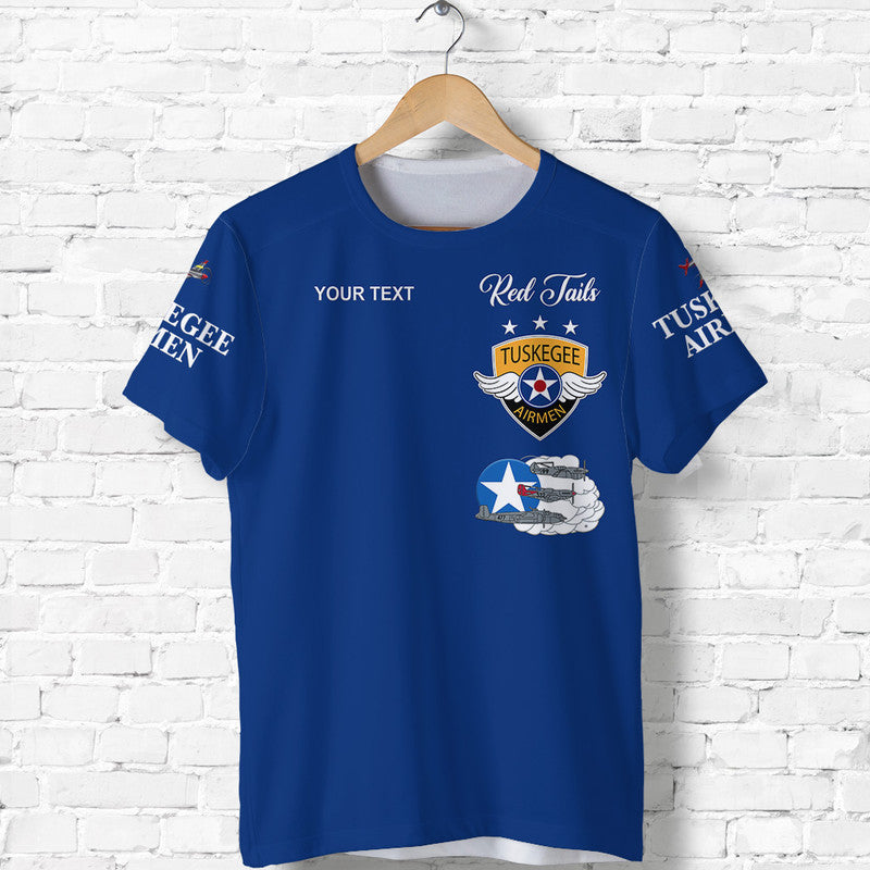 Custom Tuskegee Airmen T Shirt The Blue Tails Simplified Vibes Blue LT8 - Wonder Print Shop