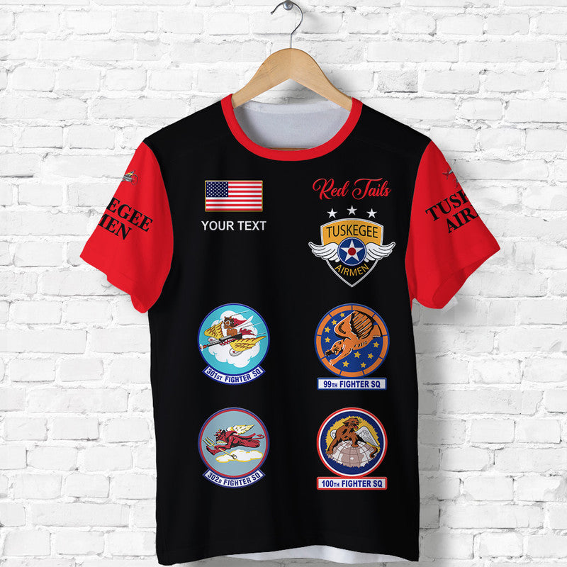 Custom Tuskegee Airmen T Shirt The Red Tails Simple Style Black Red LT8 - Wonder Print Shop