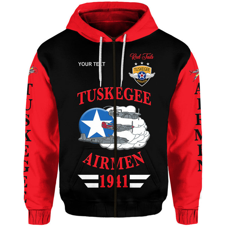 Custom Tuskegee Airmen Hoodie The Red Tails Original Style Black Red LT8 - Wonder Print Shop