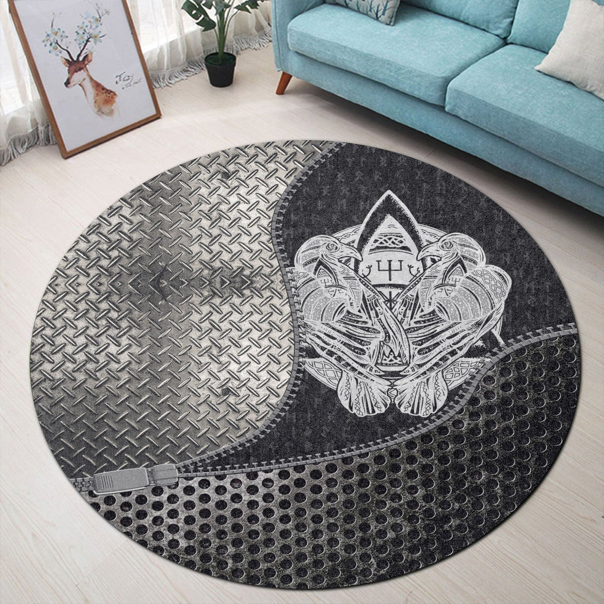 viking-carpet-two-celtic-ravens-tattoo-round-carpet