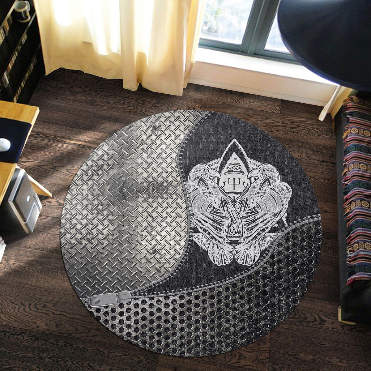 viking-carpet-two-celtic-ravens-tattoo-round-carpet