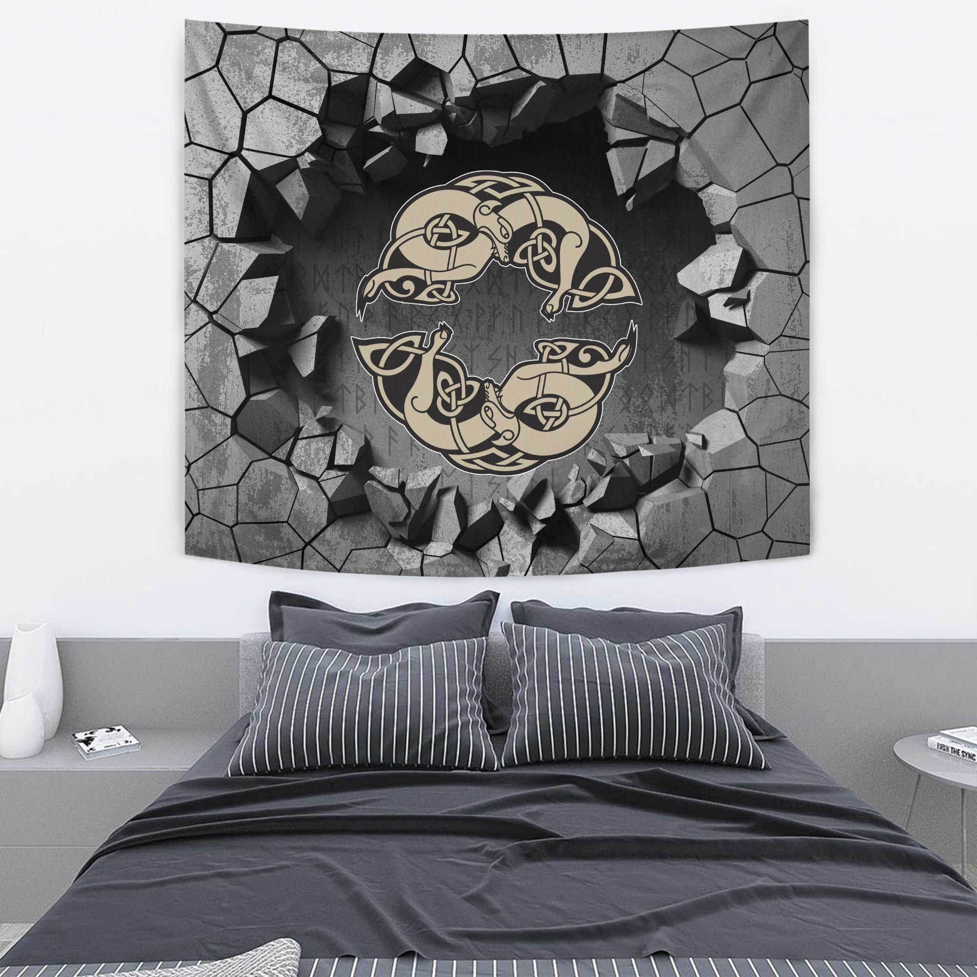 Viking Tapestry - Two Celtic Ravens Tattoo Tapestry RLT12 - Wonder Print Shop