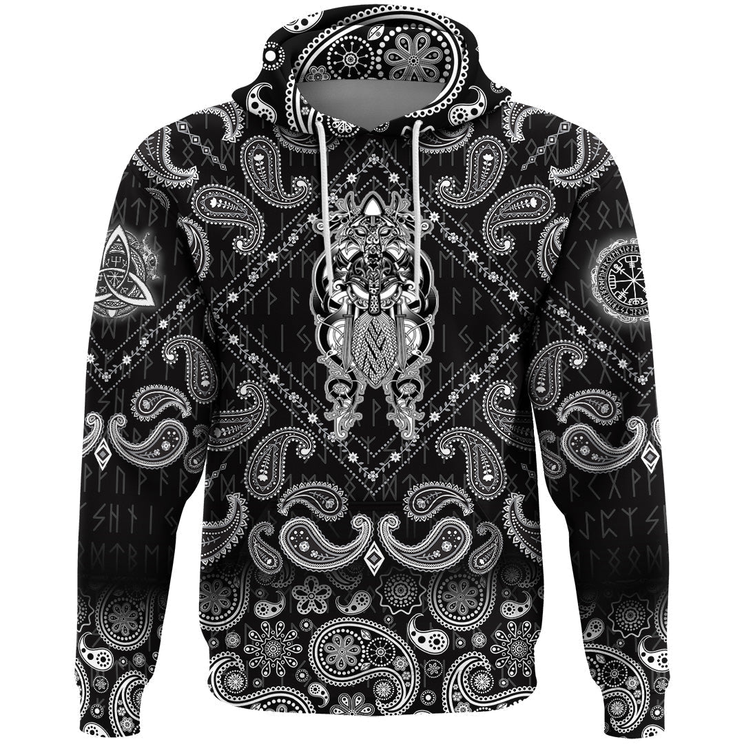 Viking Hoodie Tyr with Bandana Paisley Style RLT12 - Wonder Print Shop