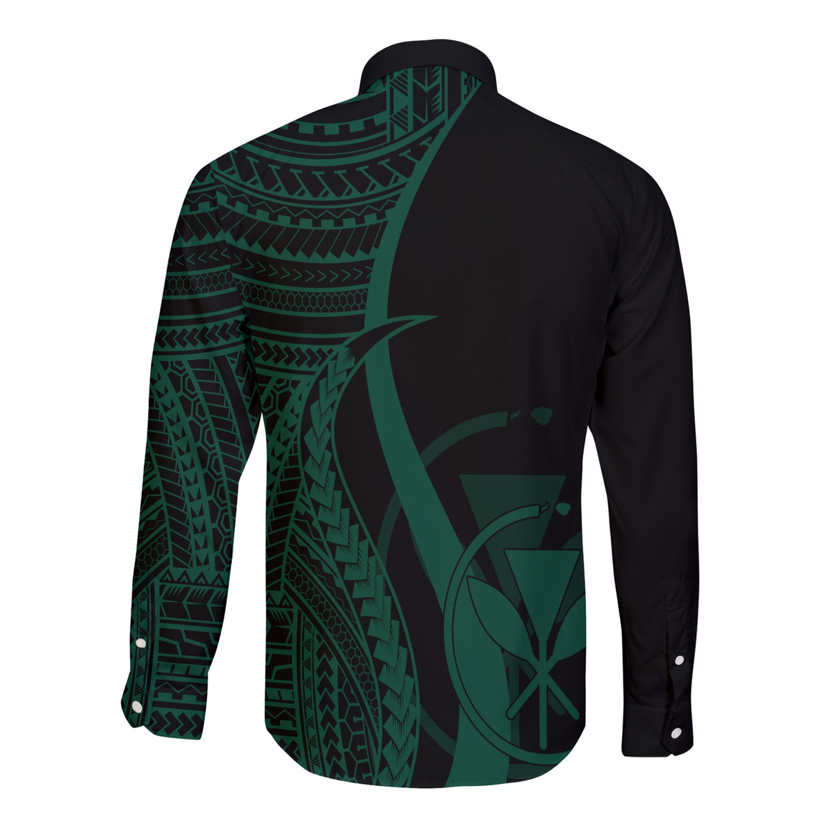 Hawaii Long Sleeves Button Shirts - Green Polynesian Tentacle Tribal Pattern - Wonder Print Shop