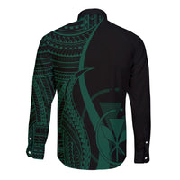 Hawaii Long Sleeves Button Shirts - Green Polynesian Tentacle Tribal Pattern - Wonder Print Shop