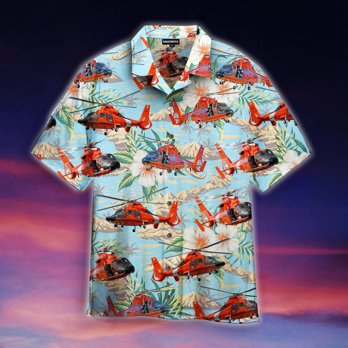 U.S. Coast Guard Helicopter Rescue Swimmer MH 65 Hawaiian Shirt - Wonder Print Shop