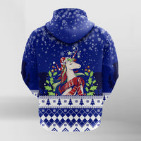 Christmas Scottish Unicorn Zip Hoodie with Thistle Pattern - Wonder Print Shop