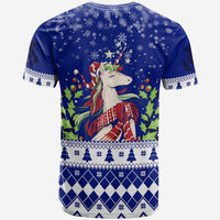 Winter Scottish Unicorn and Thistle Pattern T Shirt - Wonder Print Shop