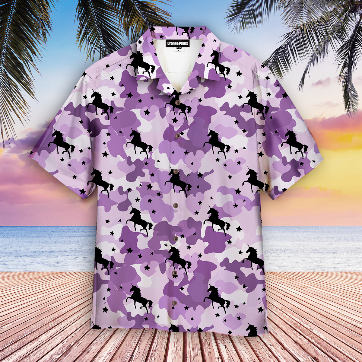 Unicorns On Purple Hawaiian Shirt - Wonder Print Shop