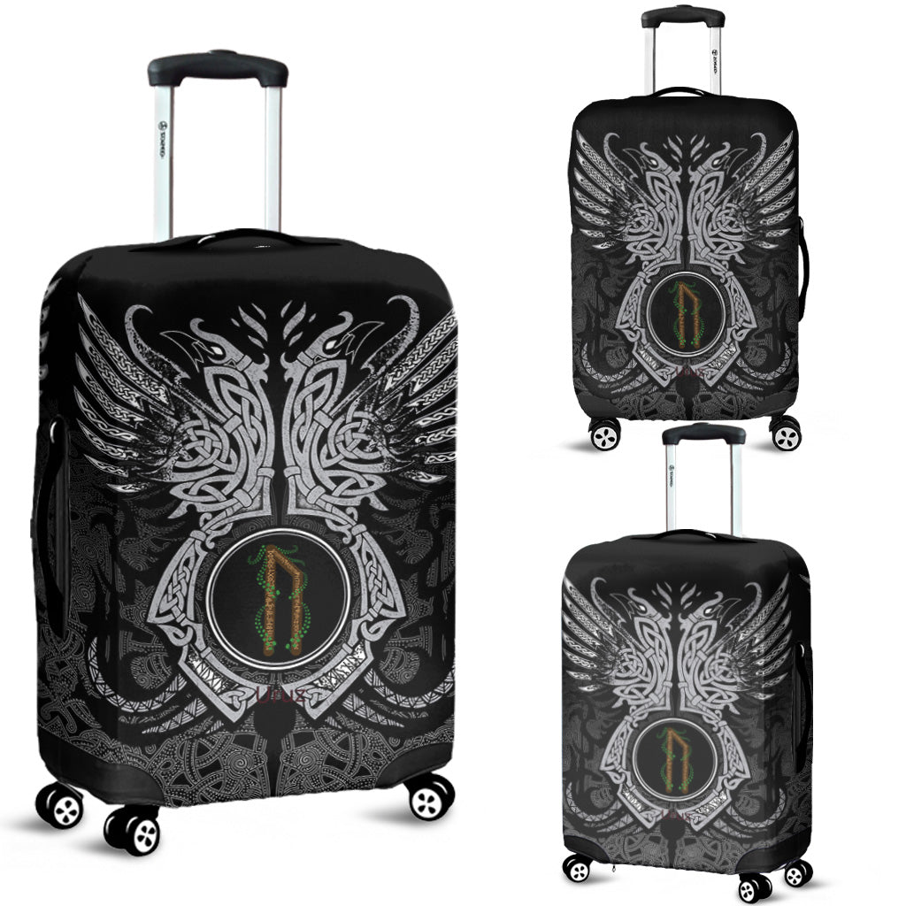 Viking Luggage Cover - Uruz Rune, Raven Tattoo RLT12 - Wonder Print Shop