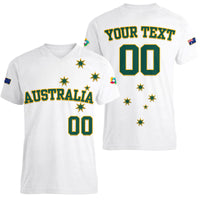 (Custom Text And Number) Baseball 2023 Australia Home Kit Women V-Neck T Shirt - Wonder Print Shop