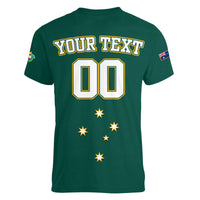 (Custom Text And Number) Baseball 2023 Australia Green Women V-Neck T Shirt - Wonder Print Shop