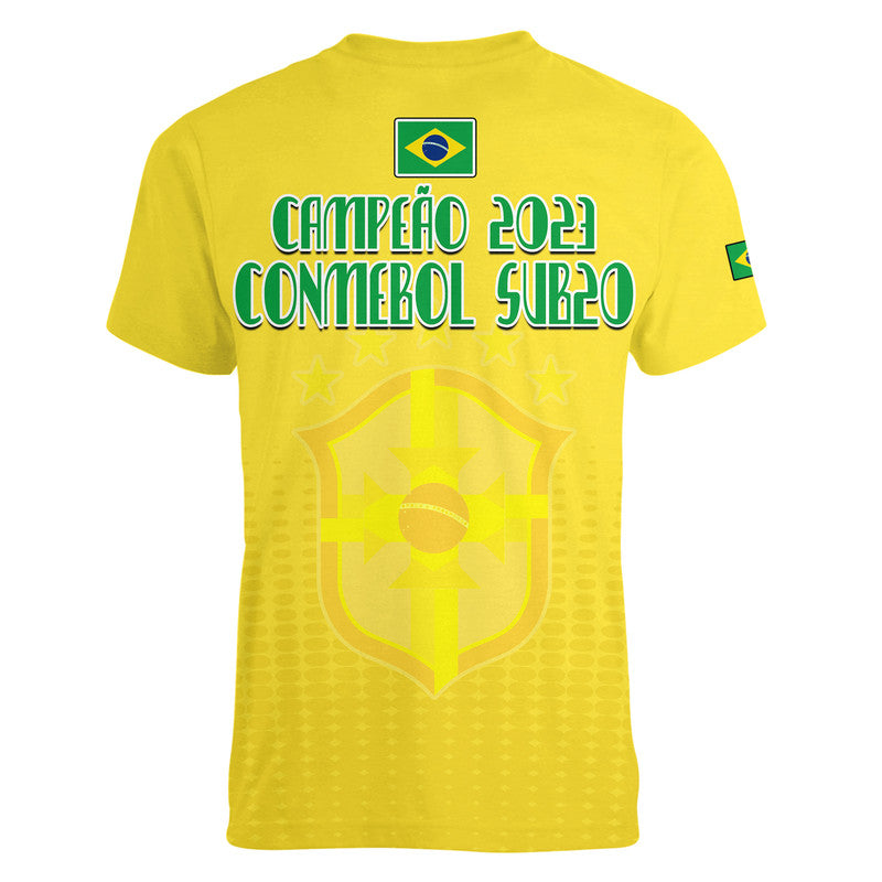 Brazil Football Sub20 Champions South American V Neck T Shirt - Wonder Print Shop