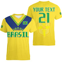 Custom Brazil Football Sub20 Champions South American V Neck T Shirt - Wonder Print Shop