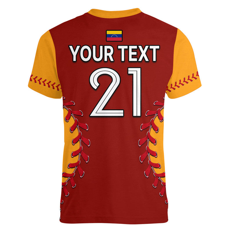 Custom Venezuela Baseball Flag Map V Neck T Shirt - Wonder Print Shop