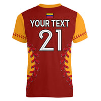 Custom Venezuela Baseball Flag Map V Neck T Shirt - Wonder Print Shop