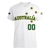 (Custom Text And Number) Baseball 2023 Australia Home Kit Women V-Neck T Shirt - Wonder Print Shop