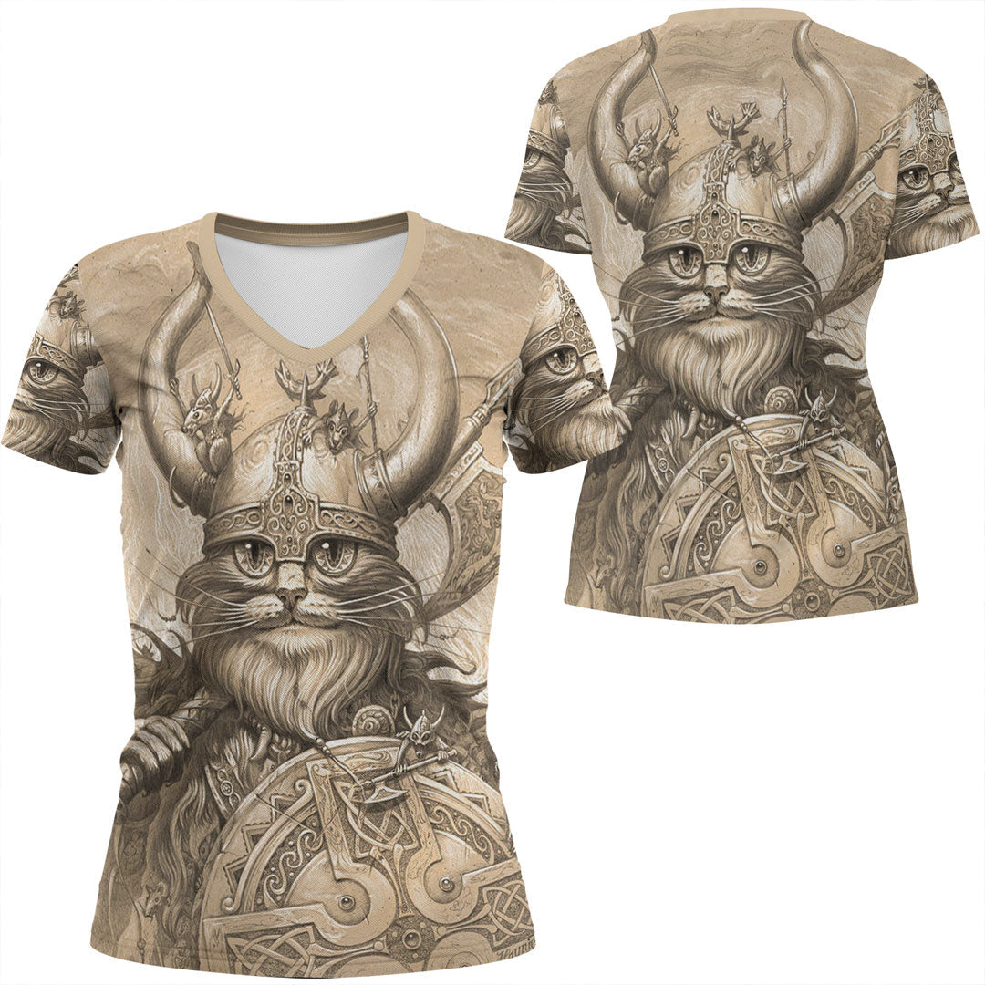 Viking Clothing Vikings Cat V Neck T shirt RLT12 - Wonder Print Shop