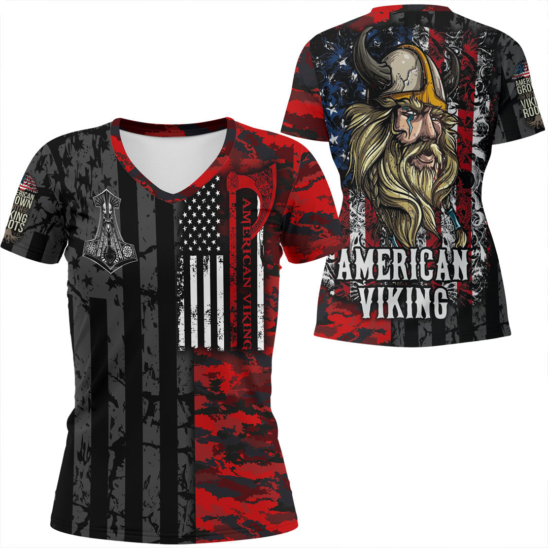 Viking Clothing American Viking V Neck T shirt RLT12 - Wonder Print Shop
