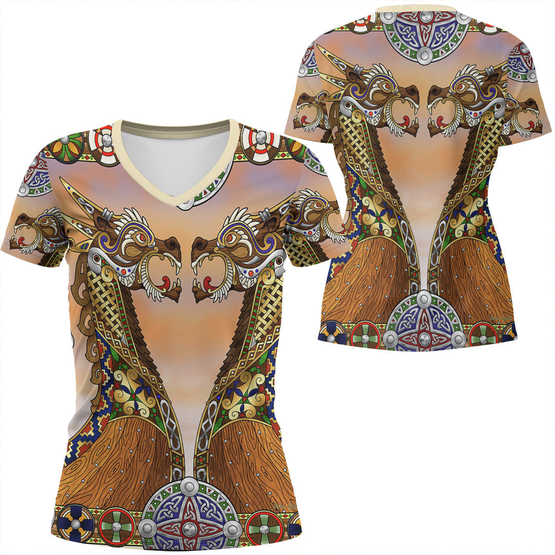 Viking Clothing Drakkar Viking Ship V Neck T shirt RLT12 - Wonder Print Shop