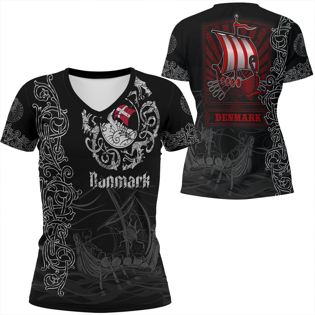 Viking Clothing Viking Drakkar Denmark Warship V Neck T shirt RLT12 - Wonder Print Shop