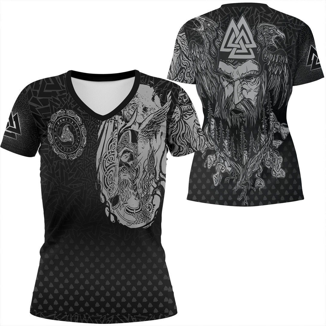 Viking Clothing Viking Odin Raven Tattoo Style Special Version V Neck T shirt RLT12 - Wonder Print Shop