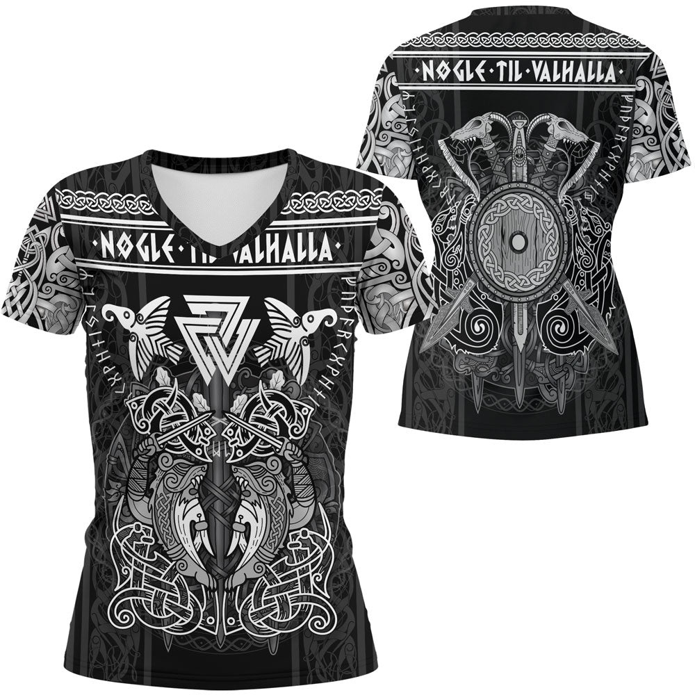 Viking Clothing Viking Valknut Valhalla Celtic V neck T shirt RLT12 - Wonder Print Shop