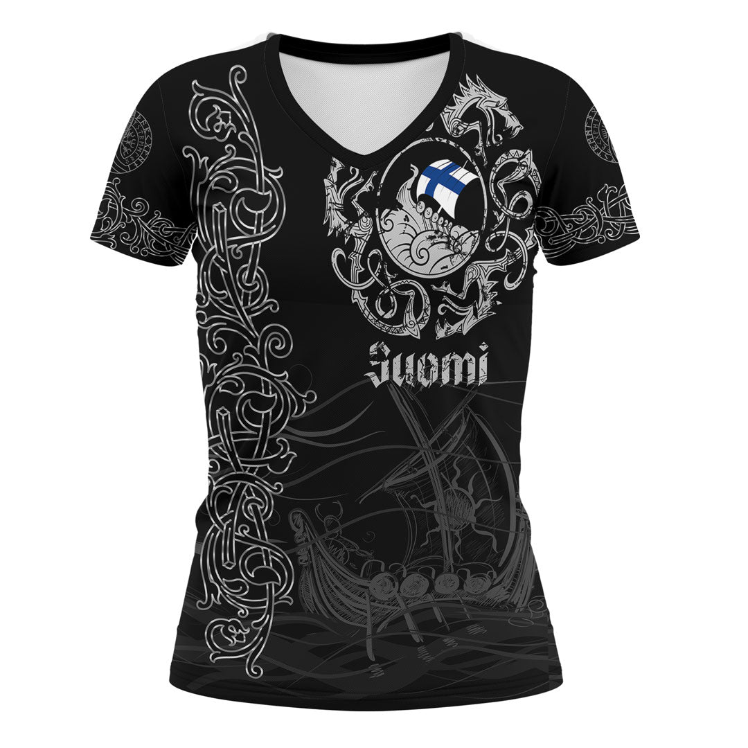 Viking Clothing Viking Drakkar Finland Warship V Neck T shirt RLT12 - Wonder Print Shop