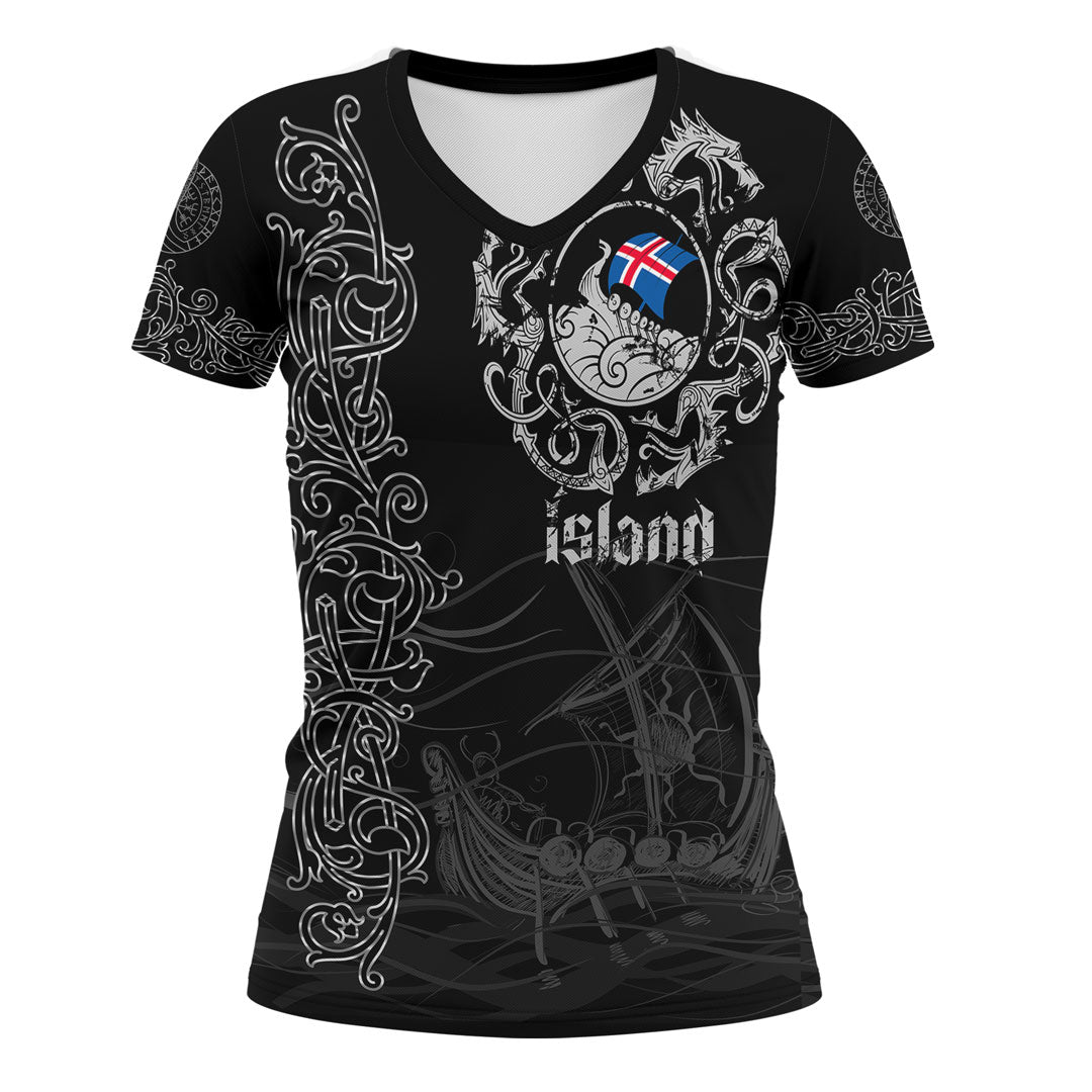 Viking Clothing Viking Drakkar Iceland Warship V Neck T shirt RLT12 - Wonder Print Shop
