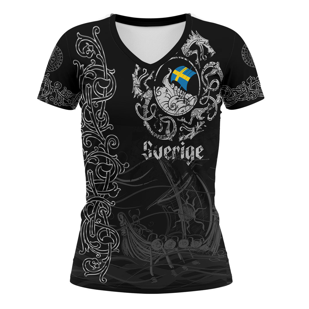 Viking Clothing Viking Drakkar Sweden Warship V Neck T shirt RLT12 - Wonder Print Shop