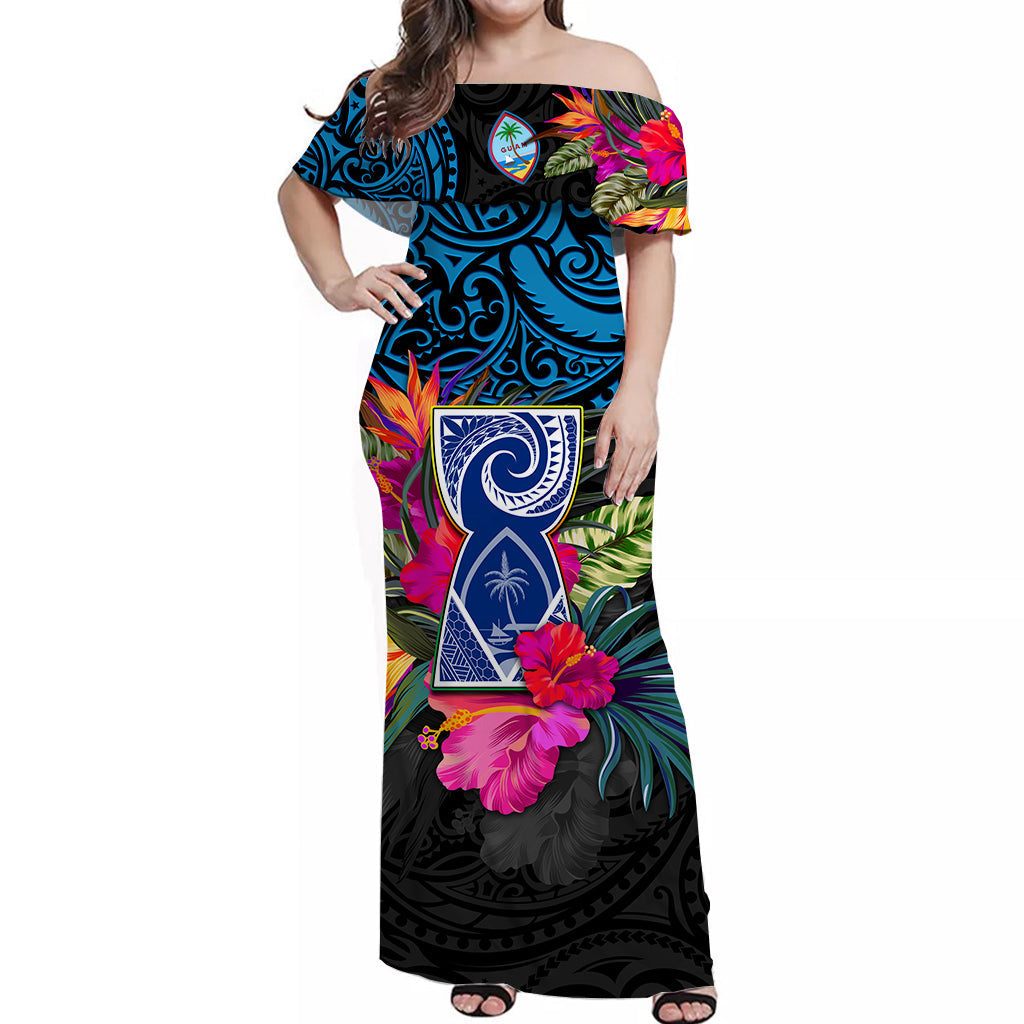 guam-off-shoulder-long-dress-alluring-polynesia-and-tropical-flowers