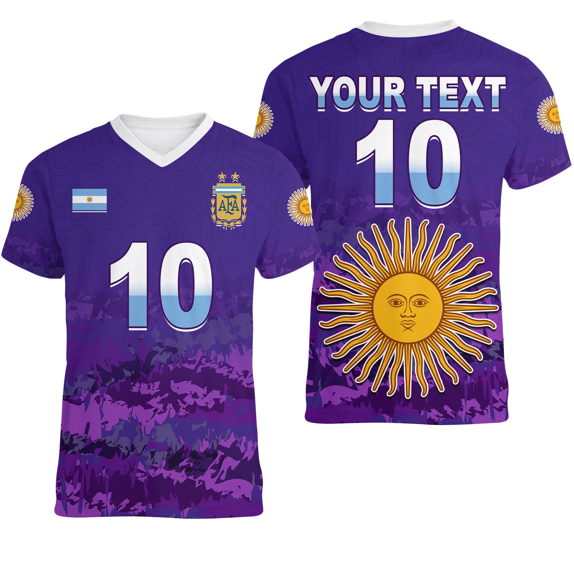 Custom Argentina Football V Neck T Shirt Go Champions La Albiceleste LT13 - Wonder Print Shop
