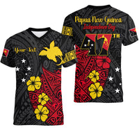 Custom Papua New Guinea Anniversary V Neck T Shirt 47th Independence Day Since 1975 LT13 - Wonder Print Shop