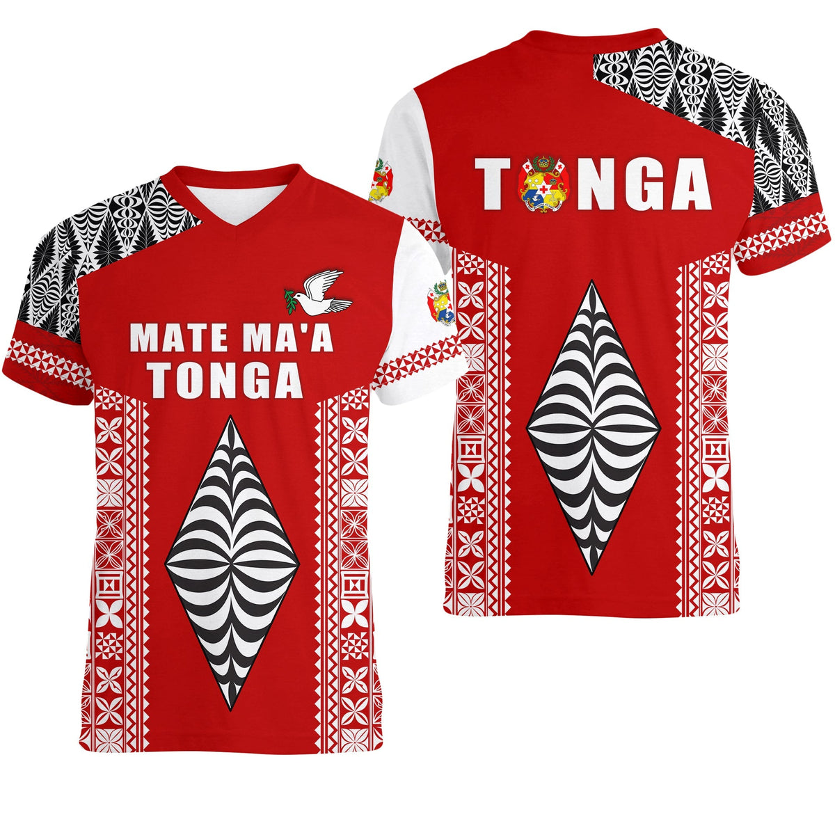 Tonga Rugby V neck T Shirt Mate Ma'a Tonga LT13 - Wonder Print Shop