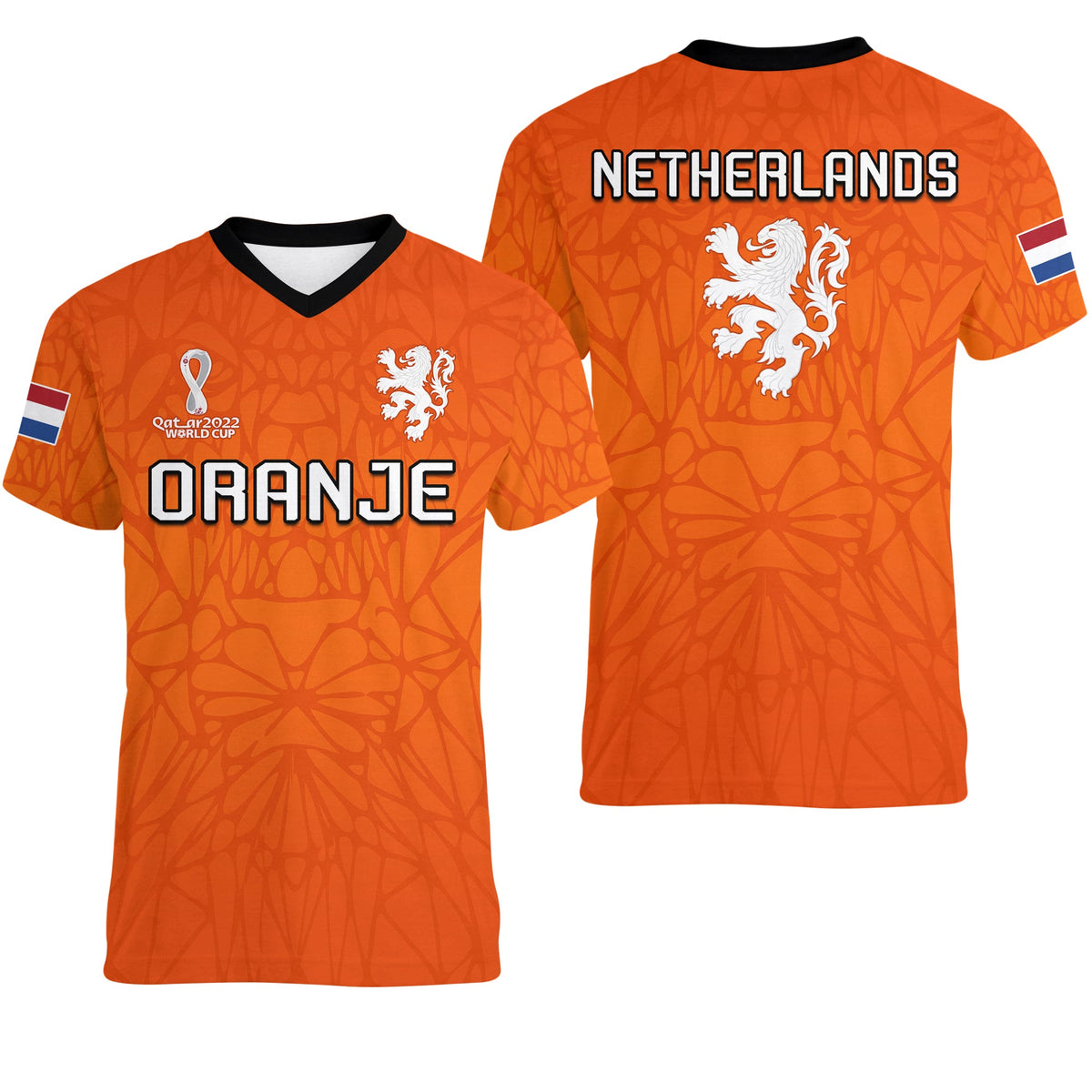 Netherlands Football V Neck T Shirt 2022 Soccer World Cup Oranje Champions LT13 - Wonder Print Shop