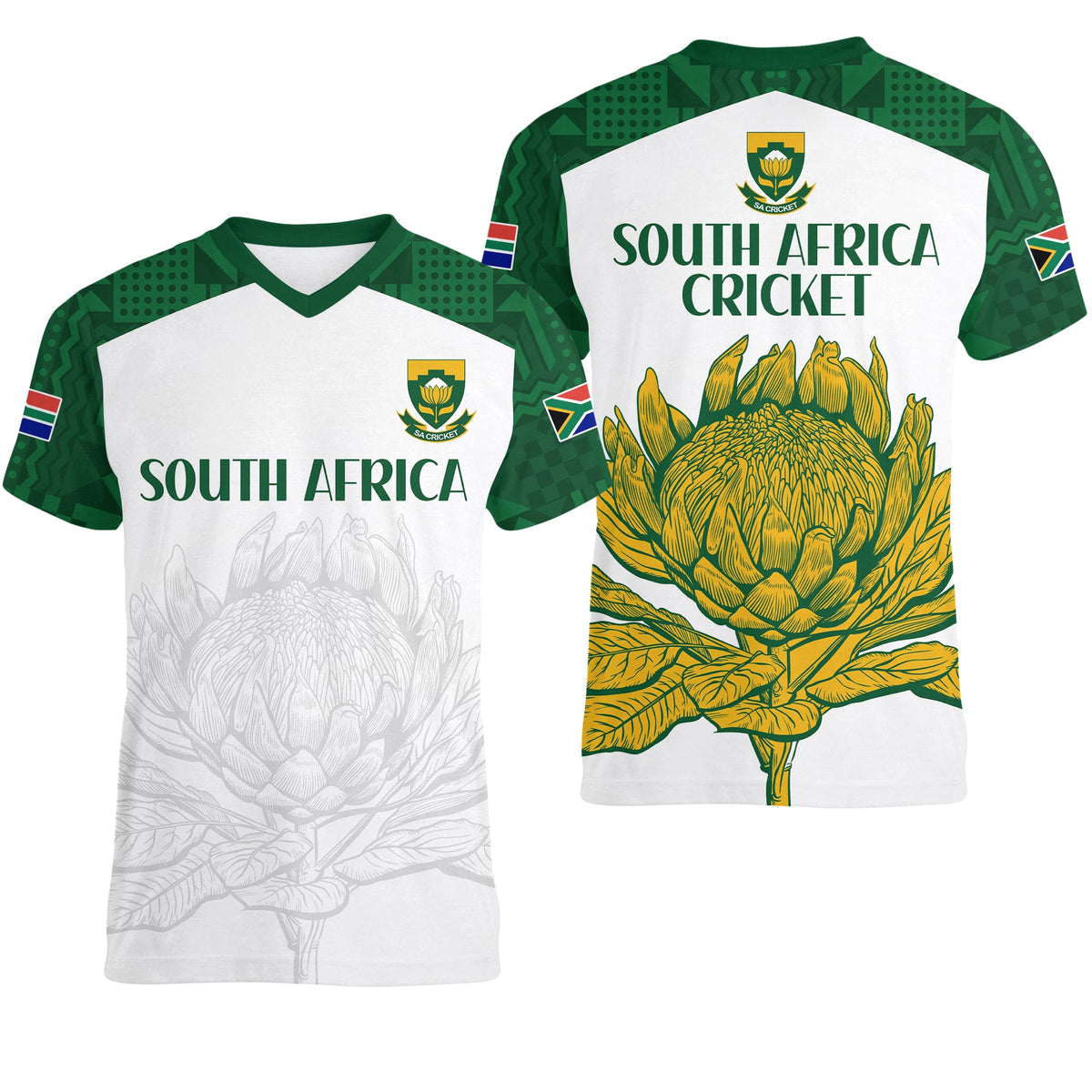 South Africa Cricket V Neck T Shirt Go Proteas Boxing Day Test LT13 - Wonder Print Shop