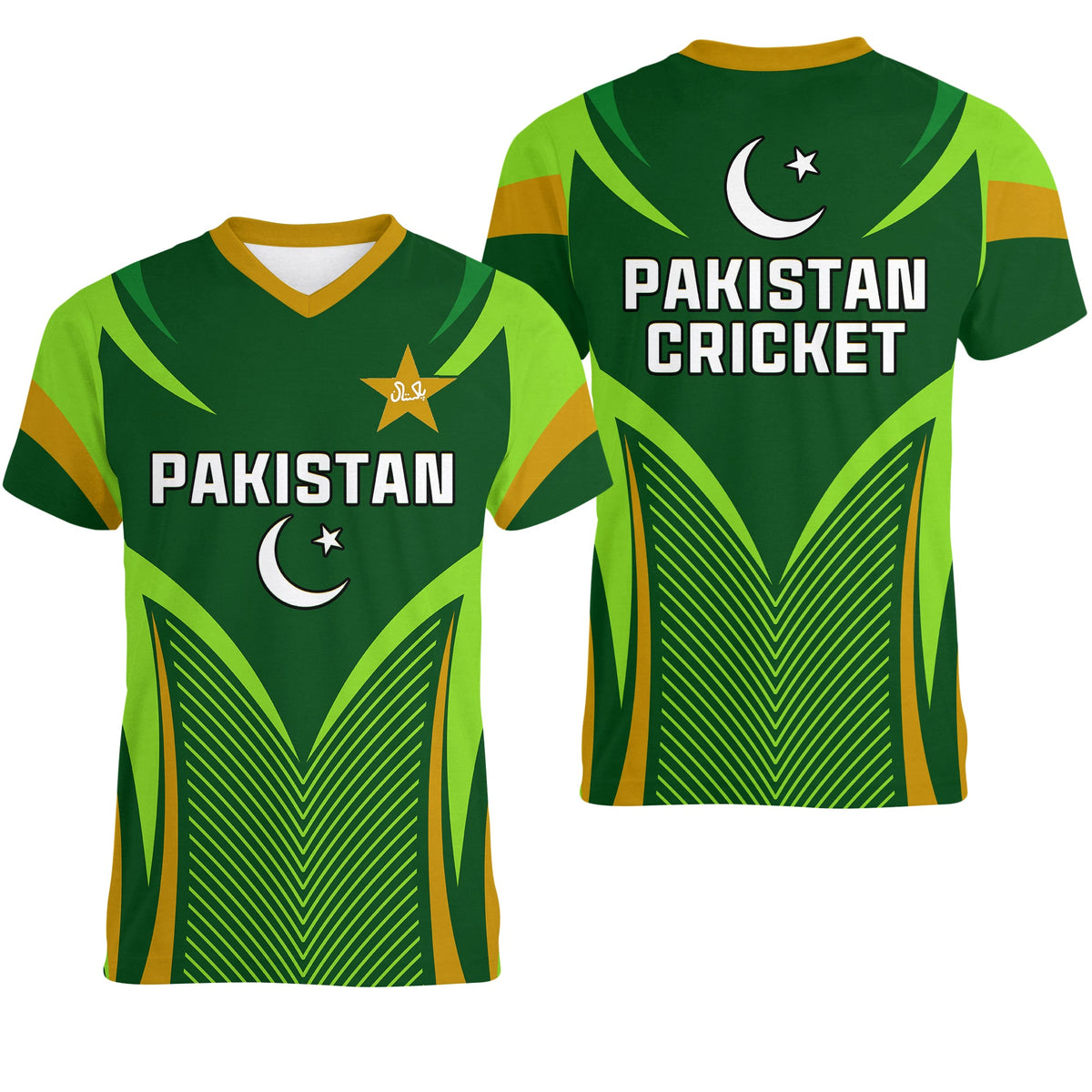 Pakistan Cricket V Neck T Shirt Green Shaheens Champion LT13 - Wonder Print Shop