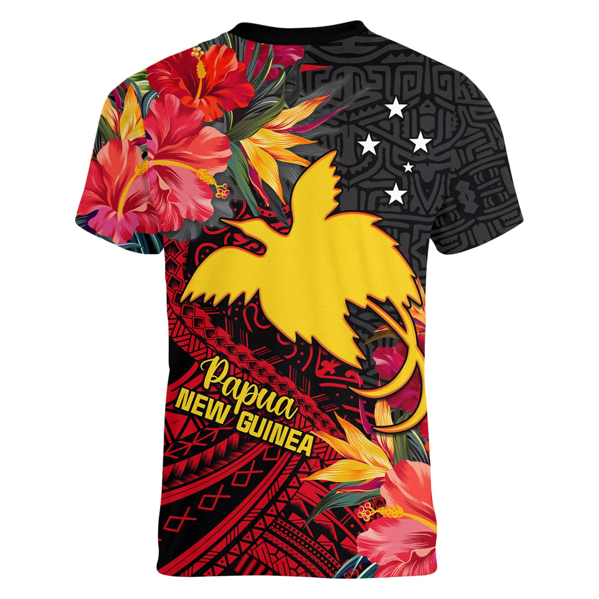 Custom Papua New Guinea V Neck T Shirt Bird of Paradise LT13 - Wonder Print Shop