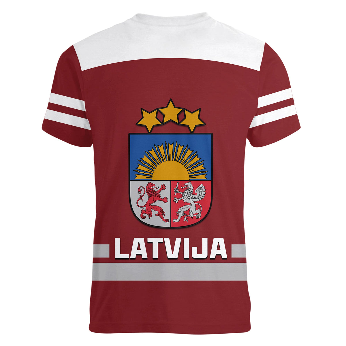 Latvia Hockey 2023 V-Neck T Shirt Red Sporty Style - Wonder Print Shop