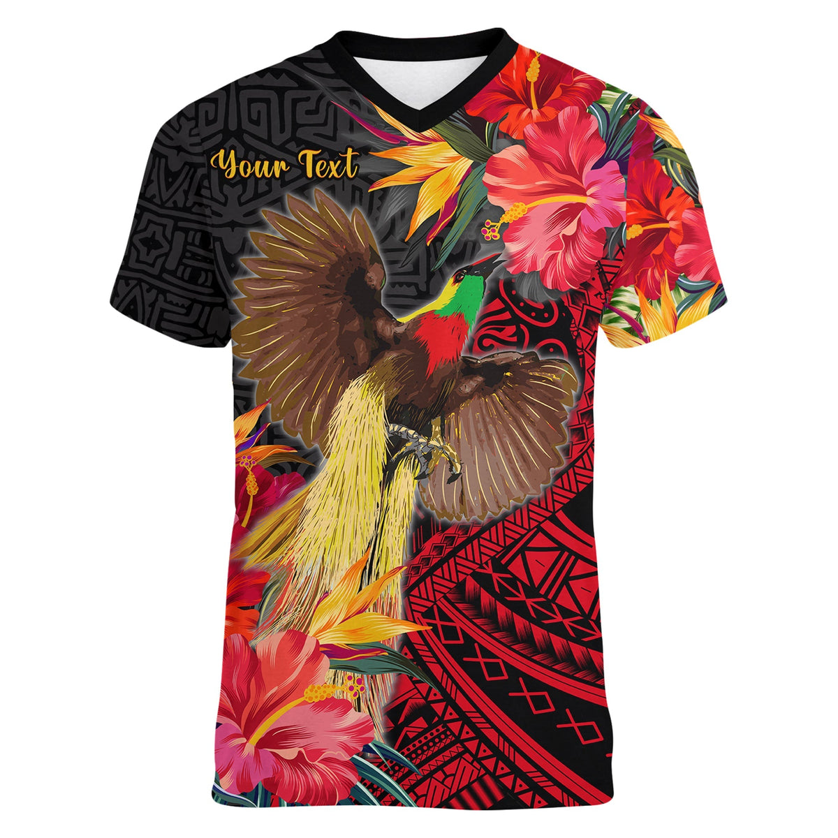 Custom Papua New Guinea V Neck T Shirt Bird of Paradise LT13 - Wonder Print Shop