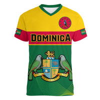 (Custom Personalised) Dominica V-Neck T Shirt Dominican Coat Of Arms With Map - Wonder Print Shop